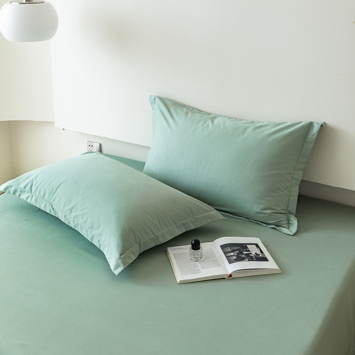 91家纺网 家纺一手货源 找家纺 怡家居 2023新款全棉100支磨毛纯色单品枕套 果果绿