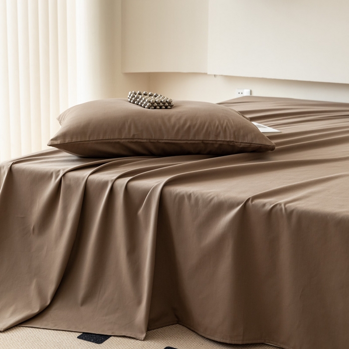 91家纺网 家纺一手货源 找家纺 怡家居 2023新款全棉100支磨毛纯色单品床单 高级咖