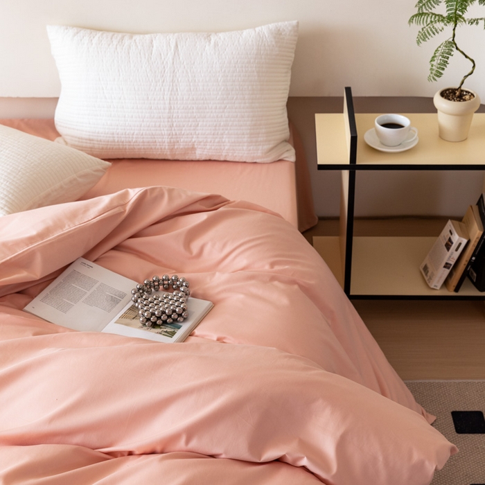 91家纺网 家纺一手货源 找家纺 怡家居 2023新款全棉100支磨毛纯色单品被套 茱萸粉