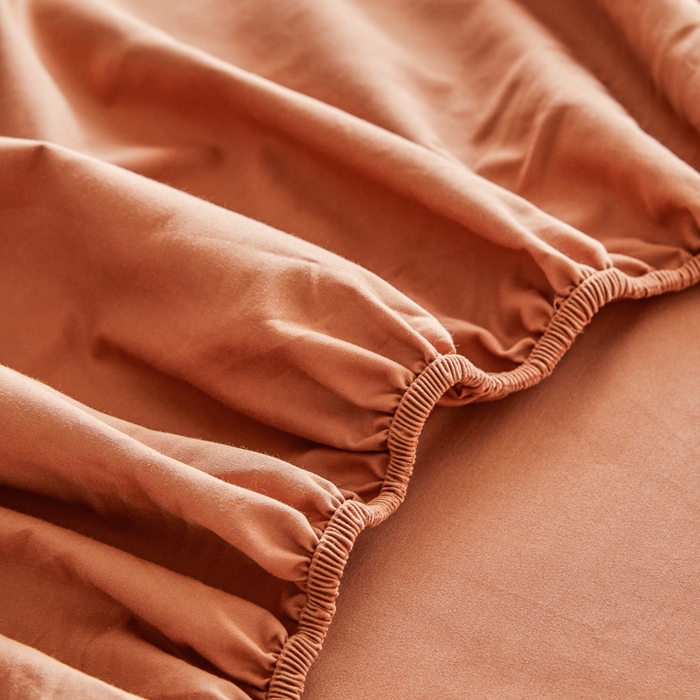 91家纺网 家纺一手货源 找家纺 怡家居 2023新款全棉100支磨毛纯色单品床笠 晚霞红