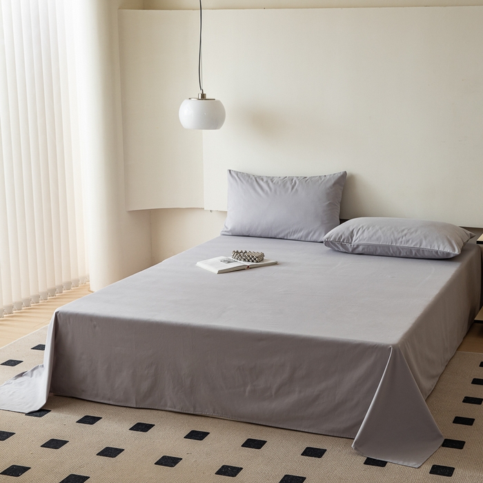 91家纺网 家纺一手货源 找家纺 怡家居 2023新款全棉100支磨毛纯色单品床单 雅士灰