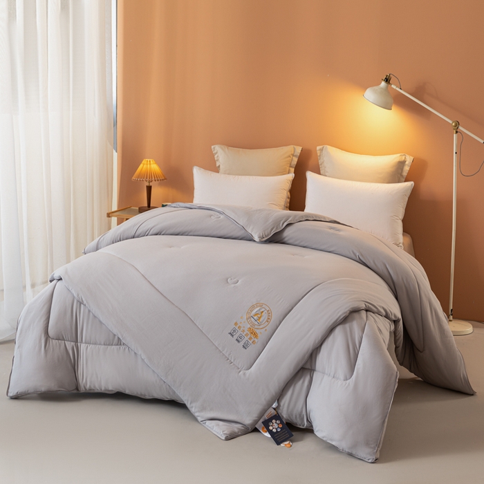 91家纺网 家纺一手货源 找家纺 瑜珠2025超柔云感拉链二合一大豆被子母被冬被春秋被 灰色
