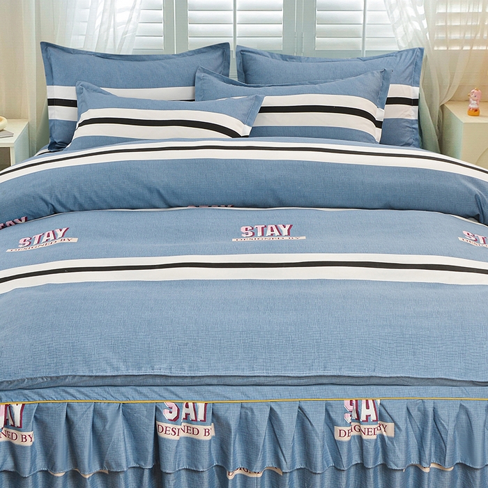 91家纺网 家纺一手货源 找家纺 小雨家纺 2026新款芦荟棉单件床裙及床裙三件套-第二批 简单时光