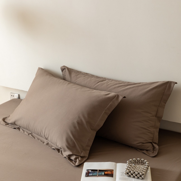 91家纺网 家纺一手货源 找家纺 怡家居 2023新款全棉100支磨毛纯色单品枕套 高级咖