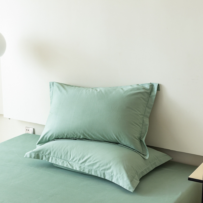 91家纺网 家纺一手货源 找家纺 怡家居 2023新款全棉100支磨毛纯色单品枕套 果果绿