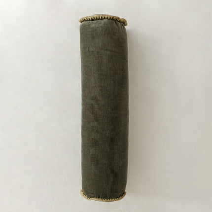 美茉家居 2023新款灯芯绒贝壳边糖果枕 军绿