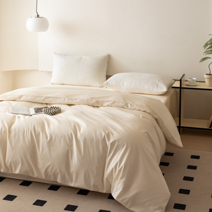 91家纺网 家纺一手货源 找家纺 怡家居 2023新款全棉100支磨毛纯色单品被套 奶昔白