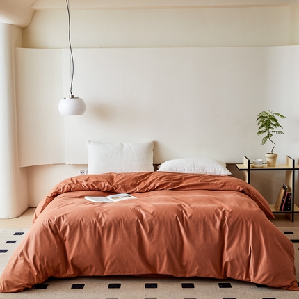 怡家居 2023新款全棉100支磨毛纯色单品被套 晚霞红