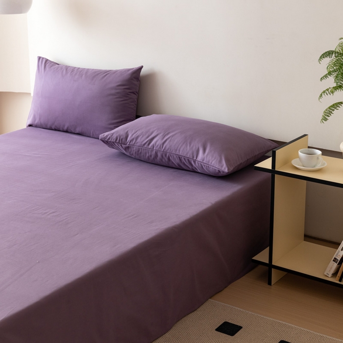 91家纺网 家纺一手货源 找家纺 怡家居 2023新款全棉100支磨毛纯色单品床单 神秘紫