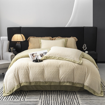 91家纺网 家纺一手货源 找家纺 （总）懒猫家纺 2024新款烂花牛奶绒四件套