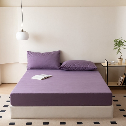 怡家居 2023新款全棉100支磨毛纯色单品床笠 神秘紫