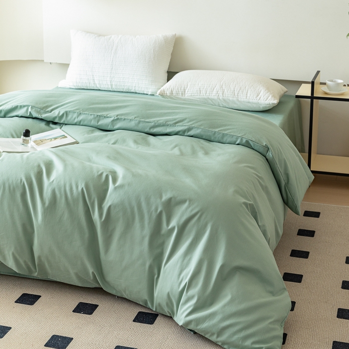 91家纺网 家纺一手货源 找家纺 怡家居 2023新款全棉100支磨毛纯色单品被套 果果绿