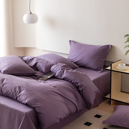 怡家居 2023新款全棉100支磨毛纯色四件套 神秘紫