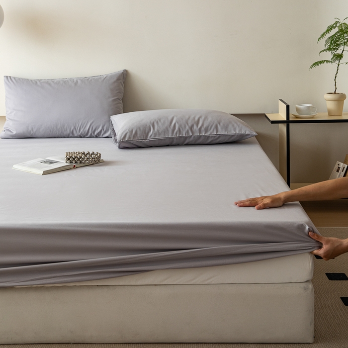 91家纺网 家纺一手货源 找家纺 怡家居 2023新款全棉100支磨毛纯色单品床笠 雅士灰