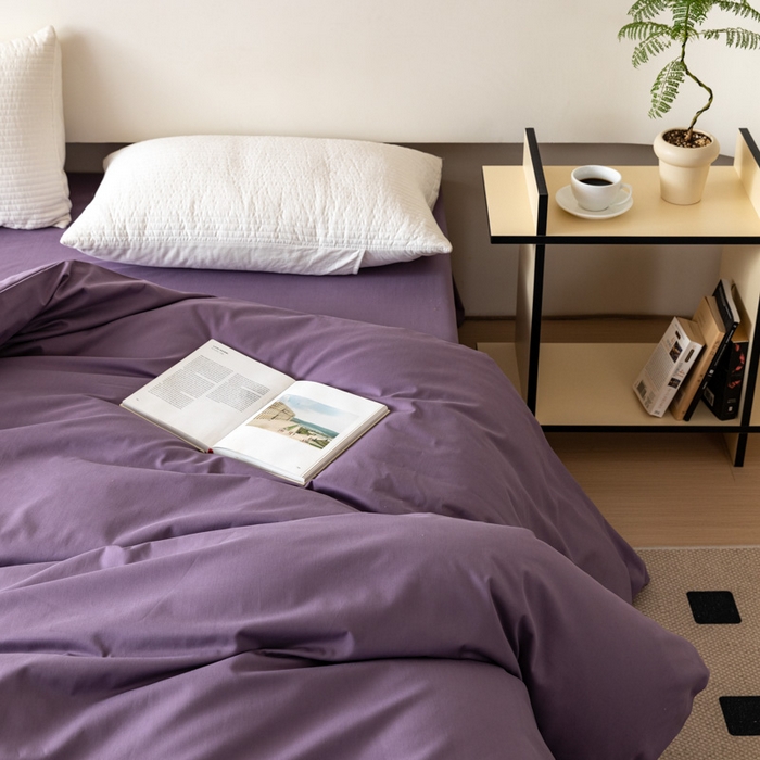 91家纺网 家纺一手货源 找家纺 怡家居 2023新款全棉100支磨毛纯色单品被套 神秘紫