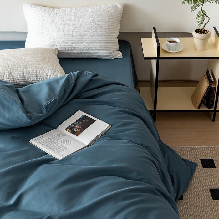 91家纺网 家纺一手货源 找家纺 怡家居 2023新款全棉100支磨毛纯色单品被套 宾利蓝