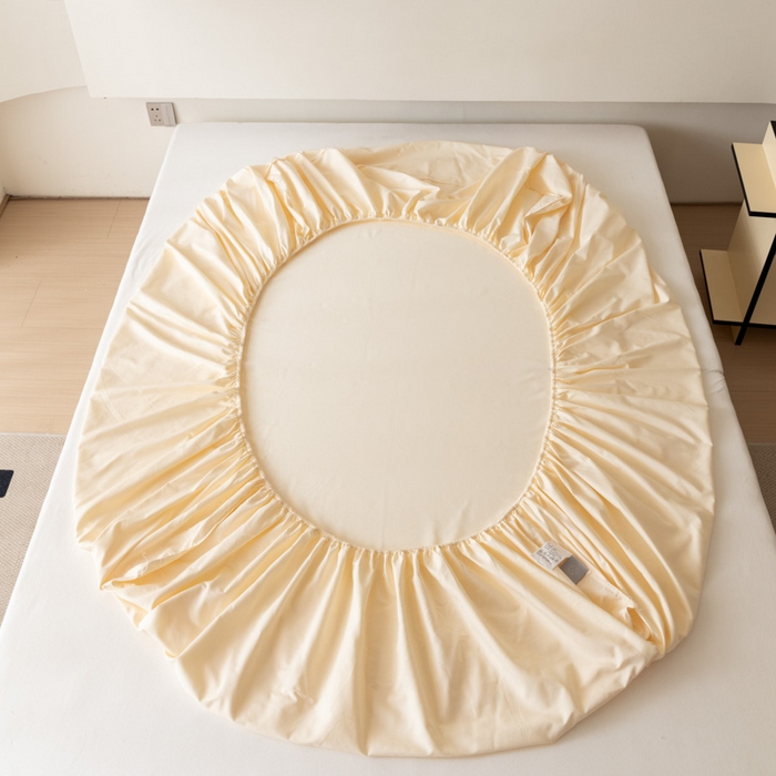 91家纺网 家纺一手货源 找家纺 怡家居 2023新款全棉100支磨毛纯色单品床笠 奶昔白