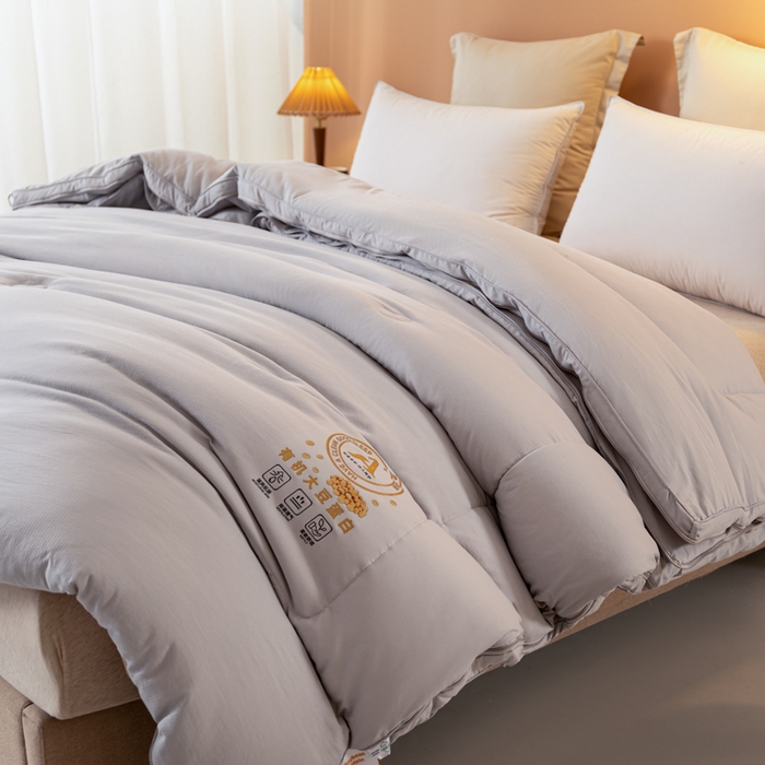 91家纺网 家纺一手货源 找家纺 瑜珠2025超柔云感拉链二合一大豆被子母被冬被春秋被 灰色