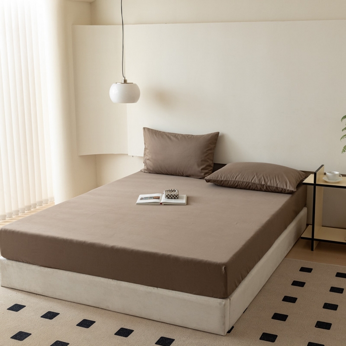 91家纺网 家纺一手货源 找家纺 怡家居 2023新款全棉100支磨毛纯色单品床笠 高级咖