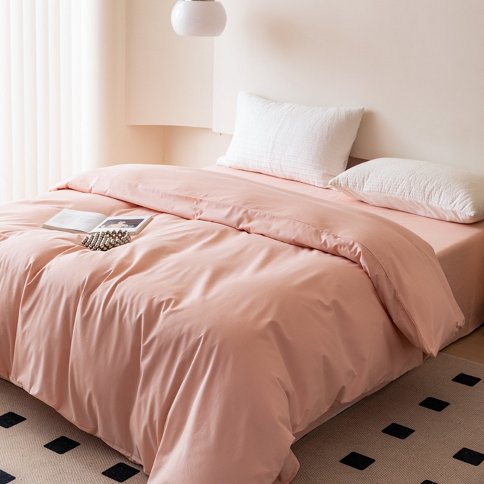 91家纺网 家纺一手货源 找家纺 怡家居 2023新款全棉100支磨毛纯色单品被套 茱萸粉