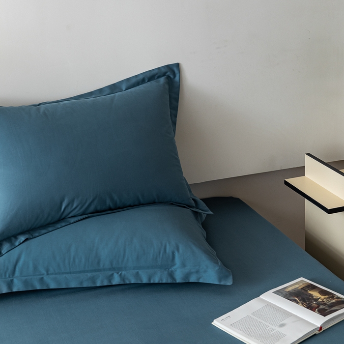 91家纺网 家纺一手货源 找家纺 怡家居 2023新款全棉100支磨毛纯色单品枕套 宾利蓝