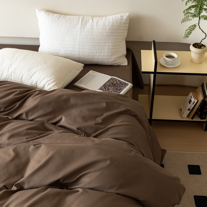 91家纺网 家纺一手货源 找家纺 怡家居 2023新款全棉100支磨毛纯色单品被套 高级咖