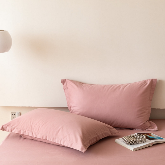 91家纺网 家纺一手货源 找家纺 怡家居 2023新款全棉100支磨毛纯色单品枕套 雾玫粉