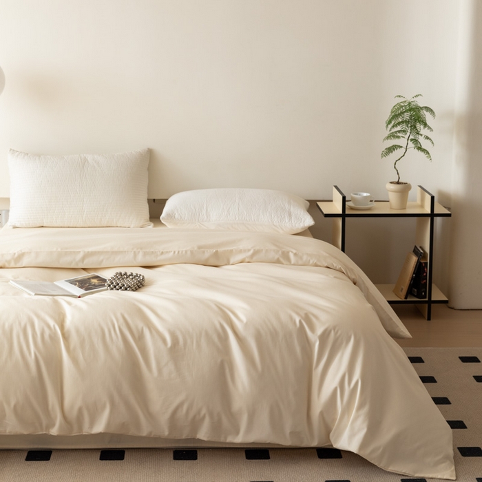 91家纺网 家纺一手货源 找家纺 怡家居 2023新款全棉100支磨毛纯色单品被套 奶昔白