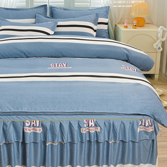 91家纺网 家纺一手货源 找家纺 小雨家纺 2026新款芦荟棉单件床裙及床裙三件套-第二批 简单时光