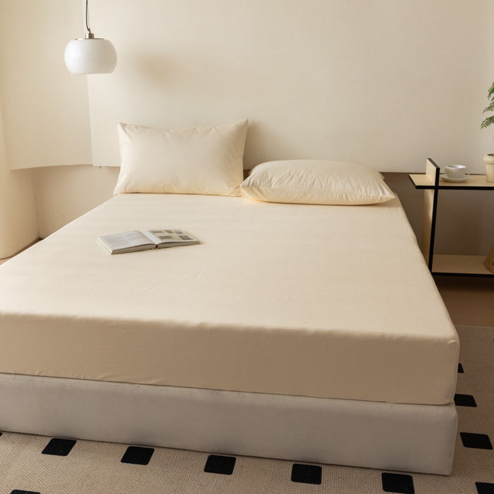 91家纺网 家纺一手货源 找家纺 怡家居 2023新款全棉100支磨毛纯色单品床笠 奶昔白