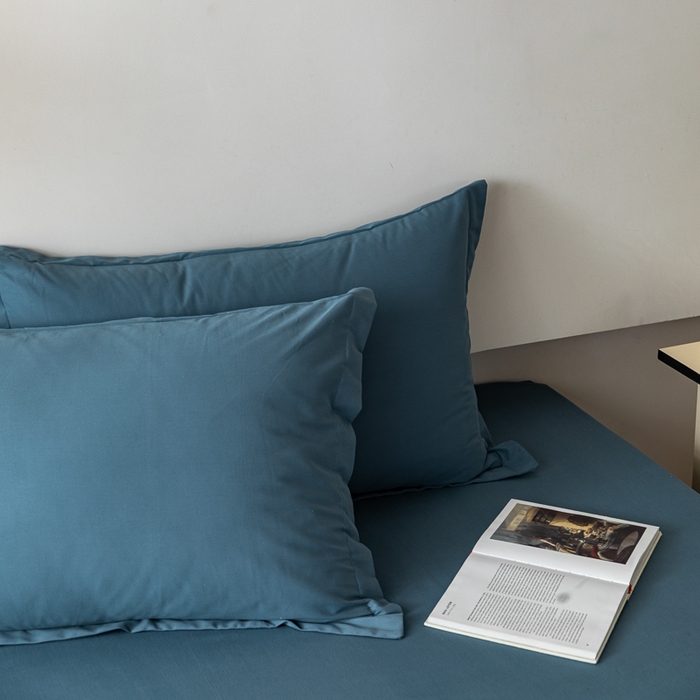 91家纺网 家纺一手货源 找家纺 怡家居 2023新款全棉100支磨毛纯色单品枕套 宾利蓝