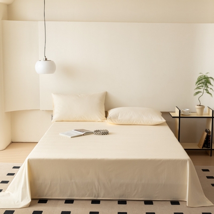 怡家居 2023新款全棉100支磨毛纯色单品床单 奶昔白