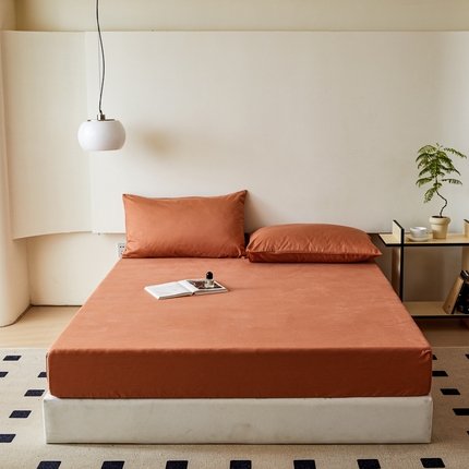 怡家居 2023新款全棉100支磨毛纯色单品床笠 晚霞红