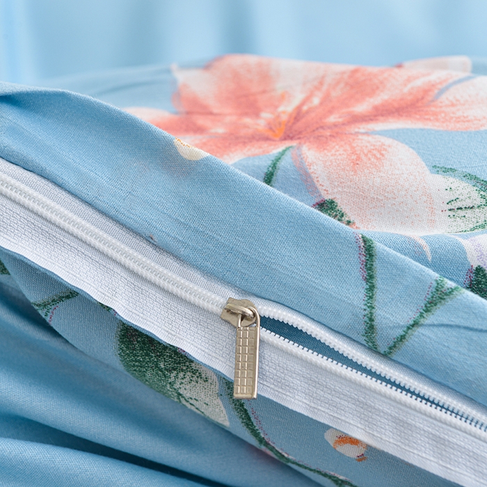 91家纺网 家纺一手货源 找家纺 小雨家纺 2026新款芦荟棉单件床裙及床裙三件套-第二批 花间彩云-蓝