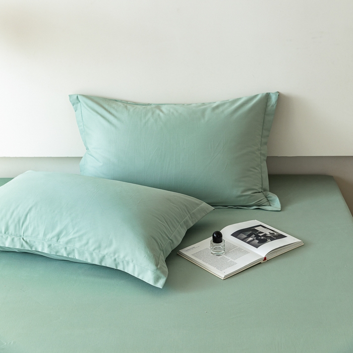 91家纺网 家纺一手货源 找家纺 怡家居 2023新款全棉100支磨毛纯色单品枕套 果果绿