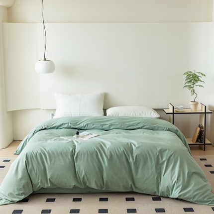 怡家居 2023新款全棉100支磨毛纯色单品被套 果果绿