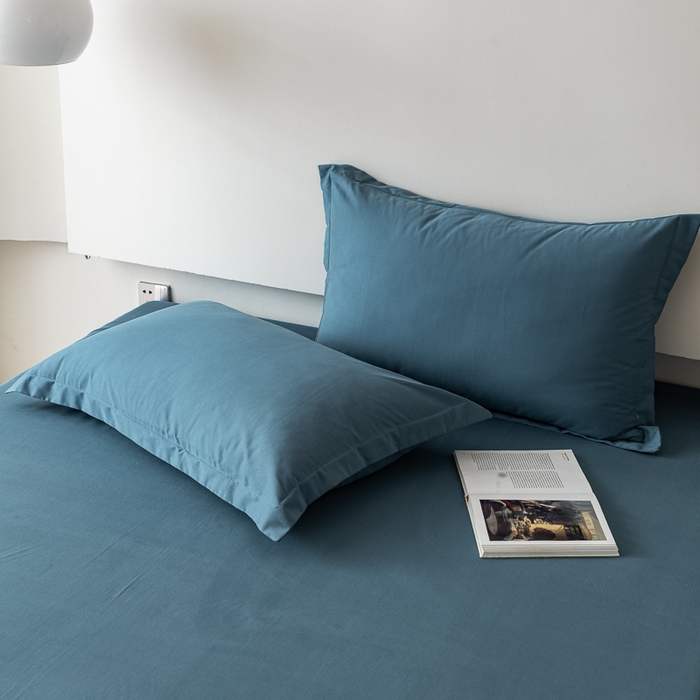 91家纺网 家纺一手货源 找家纺 怡家居 2023新款全棉100支磨毛纯色单品枕套 宾利蓝