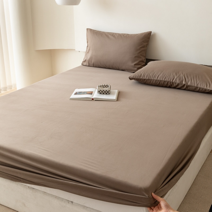 91家纺网 家纺一手货源 找家纺 怡家居 2023新款全棉100支磨毛纯色单品床笠 高级咖