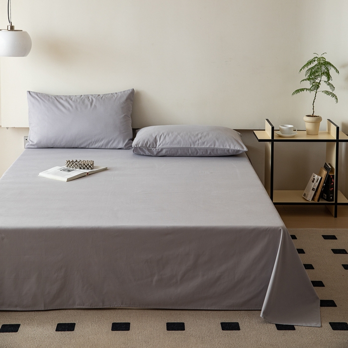 91家纺网 家纺一手货源 找家纺 怡家居 2023新款全棉100支磨毛纯色单品床单 雅士灰