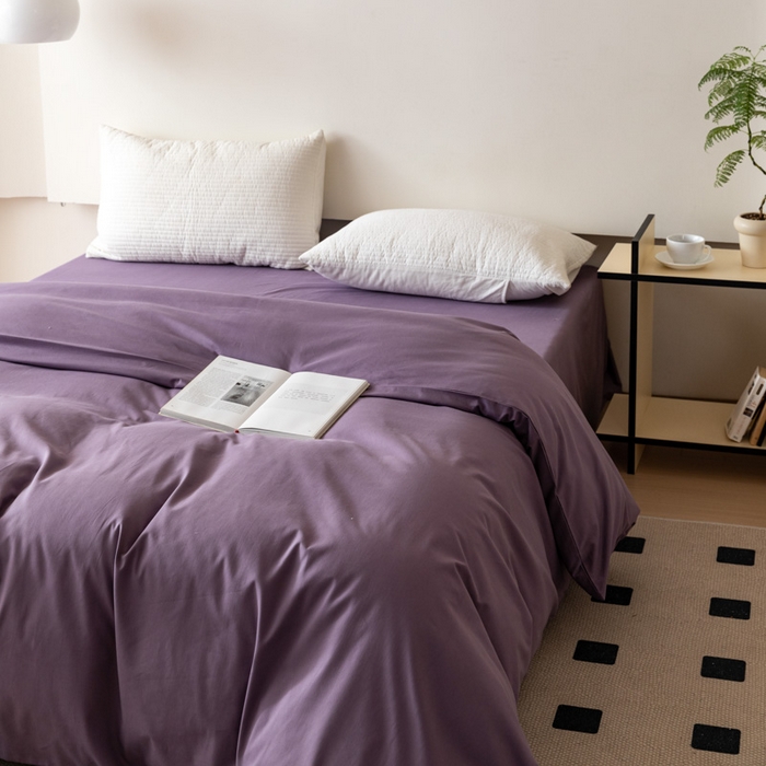 91家纺网 家纺一手货源 找家纺 怡家居 2023新款全棉100支磨毛纯色单品被套 神秘紫