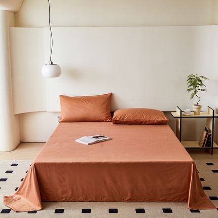 怡家居 2023新款全棉100支磨毛纯色单品床单 晚霞红