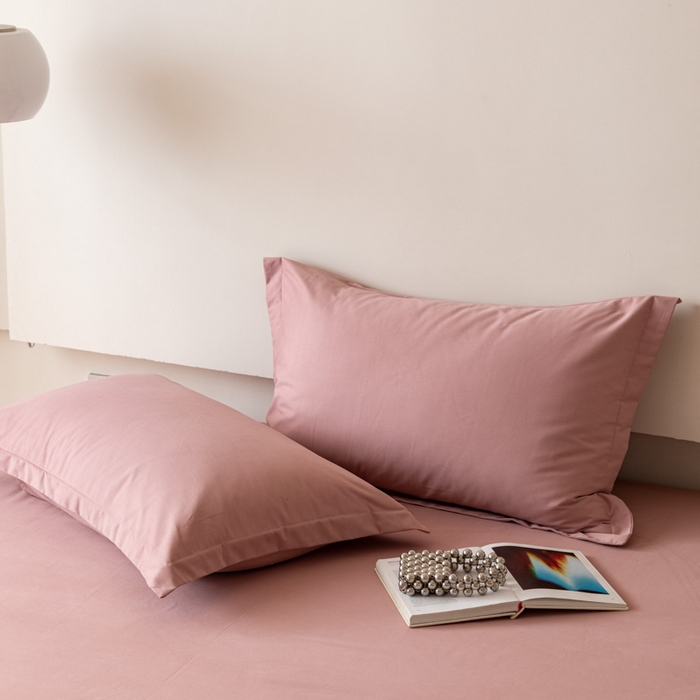91家纺网 家纺一手货源 找家纺 怡家居 2023新款全棉100支磨毛纯色单品枕套 雾玫粉