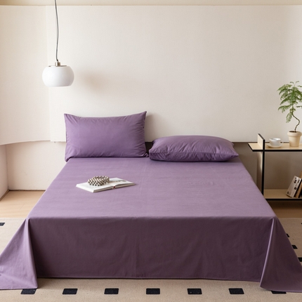 怡家居 2023新款全棉100支磨毛纯色单品床单 神秘紫