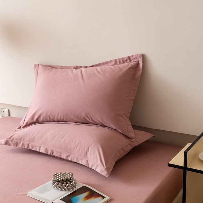 91家纺网 家纺一手货源 找家纺 怡家居 2023新款全棉100支磨毛纯色单品枕套 雾玫粉