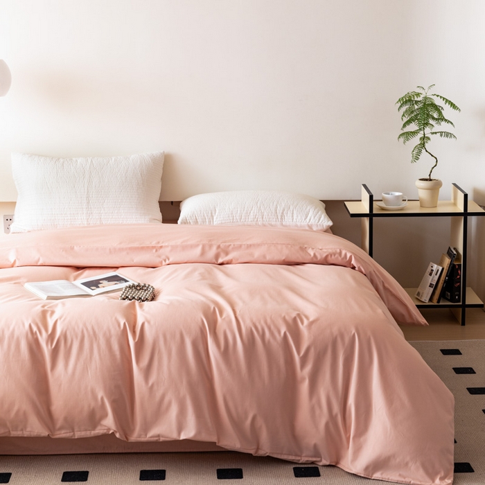 91家纺网 家纺一手货源 找家纺 怡家居 2023新款全棉100支磨毛纯色单品被套 茱萸粉