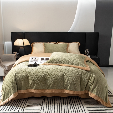 91家纺网 家纺一手货源 找家纺 （总）懒猫家纺 2024新款烂花牛奶绒四件套