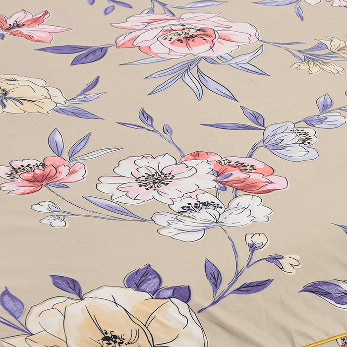 91家纺网 家纺一手货源 找家纺 小雨家纺 2026新款芦荟棉单件床裙及床裙三件套-第二批 静美花颜-棕