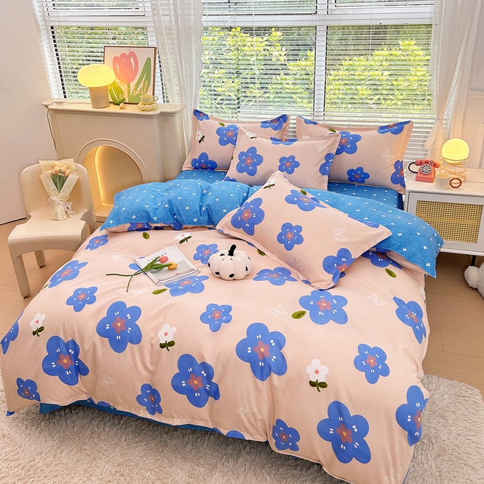 91家纺网 家纺一手货源 找家纺 曼璐家纺 2025新款加厚磨毛植物羊绒单被套直播爆款被套单件 蓝色心情