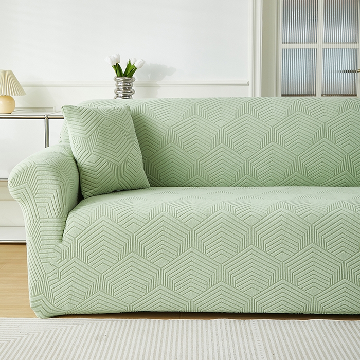 91家纺网 家纺一手货源 找家纺 逐日沙发套 2023新款提花沙发套-时光 时光-抹茶绿