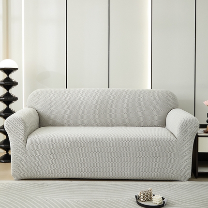 91家纺网 家纺一手货源 找家纺 逐日沙发套 2023新款提花沙发套-曲艺 曲艺-浅灰色